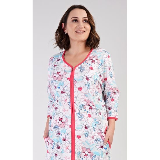 Dámské domácí šaty s tříčtvrtečním rukávem Elen - lososová