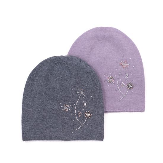 Čepice s korálky šedá