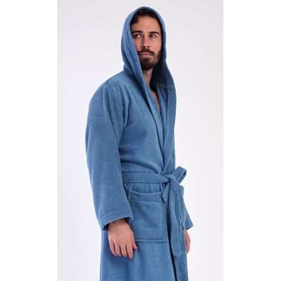 Pánský župan s kapucí Albert - modrošedá