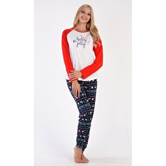 Dámské pyžamo dlouhé Vánoční dárek - bílá