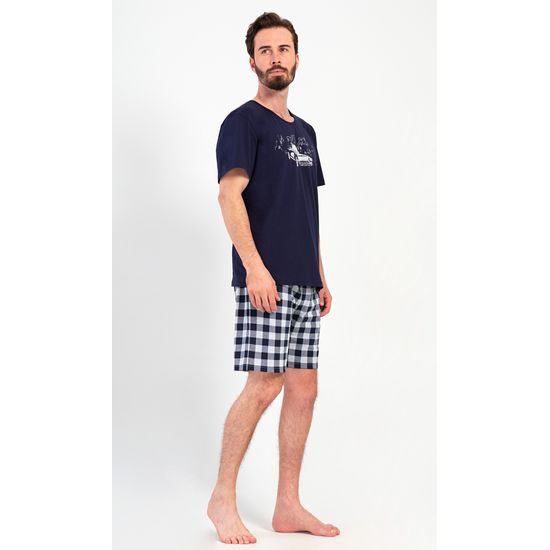 Pánské pyžamo šortky Old car - tmavě modrá