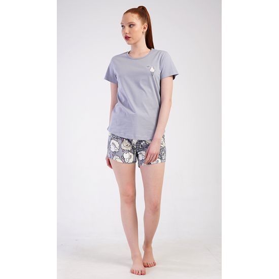 Dámské pyžamo šortky Ovečky - šedá