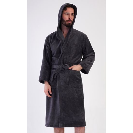 Pánský župan s kapucí Alex - antracitová