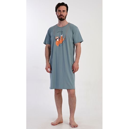 Pánská noční košile s krátkým rukávem Pohodář - mátová