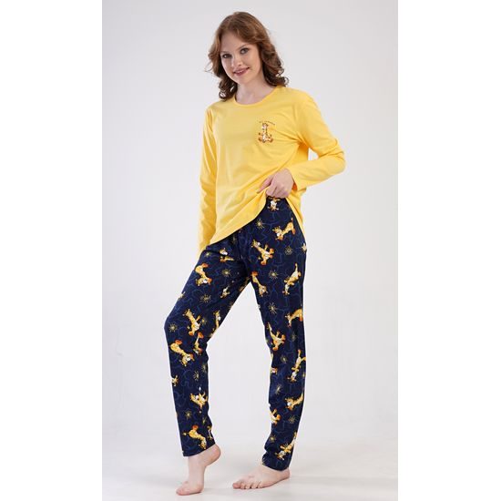 Dámské pyžamo dlouhé Žirafy - žlutá
