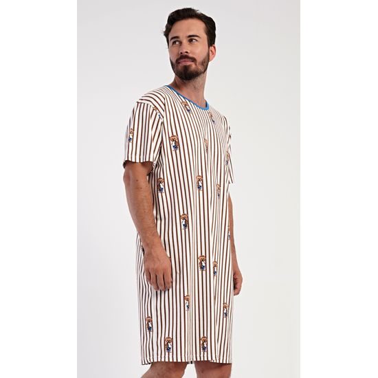 Pánská noční košile s krátkým rukávem Bear - hnědá