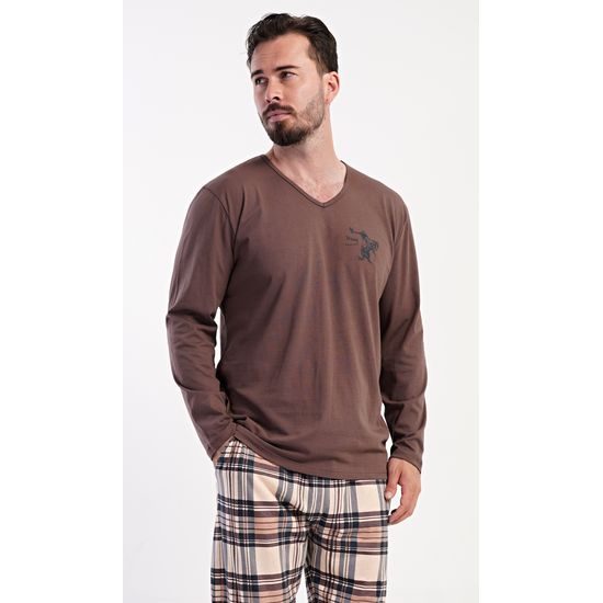Pánské pyžamo dlouhé Paul - hnědá