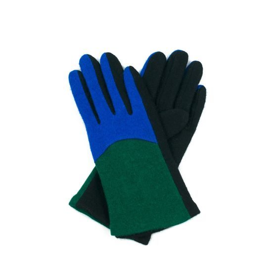 Dvoubarevné rukavičky z vařené vlny zelené