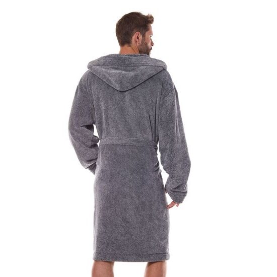 Pánský župan Master šedý s výšivkou znaku