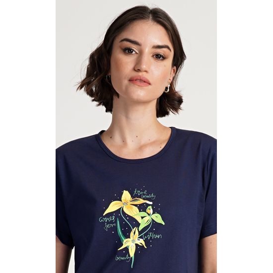 Dámská noční košile s krátkým rukávem Paula - tmavě modrá