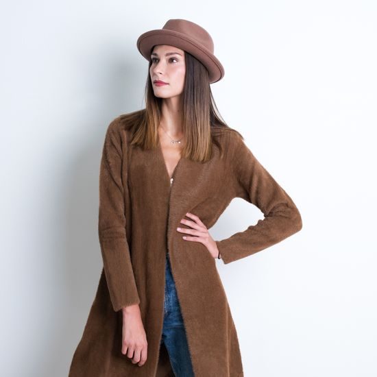 Dámský vlněný klobouk s úzkou krempou béžový