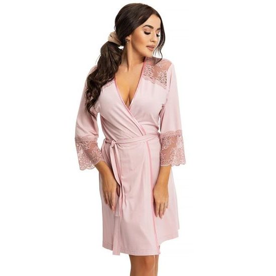 Dámský župan Sindy růžový s krajkou