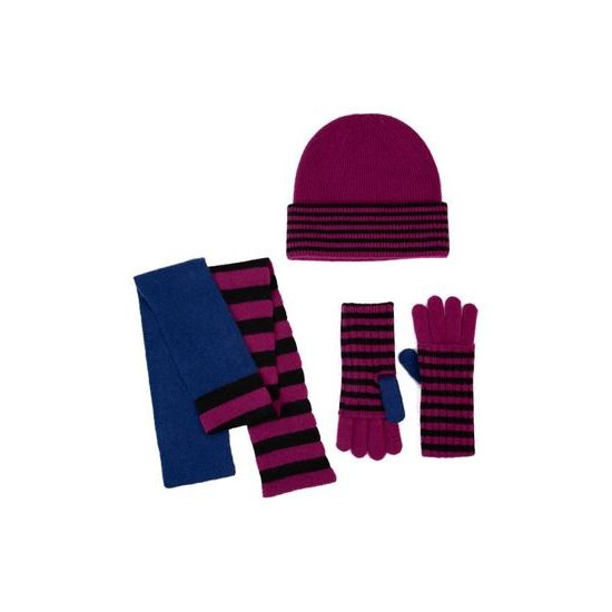 Čepice, úzká šála a rukavice - vícebarevná