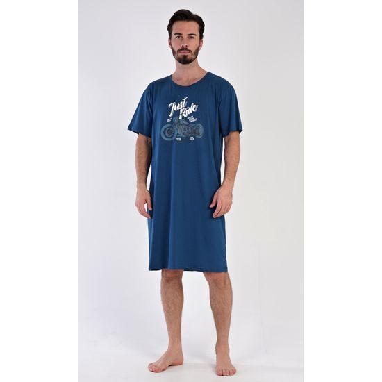 Pánská noční košile s krátkým rukávem Samuel - petrolejová