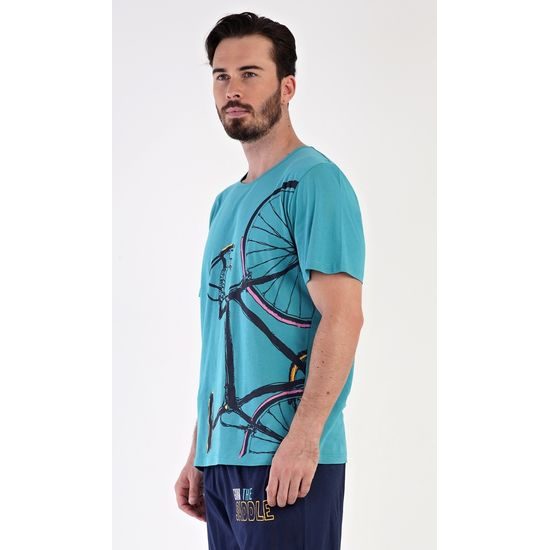 Pánské pyžamo bermudy Dominik - mentolová