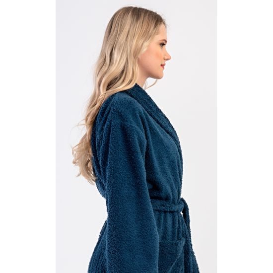 Dámský župan dlouhý se šálovým límcem Karolína - petrolejová