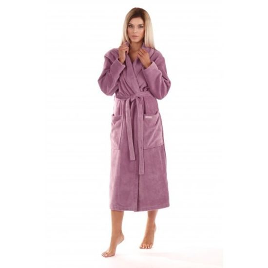 Dámský dlouhý savý župan se šálovým límcem TAMPA šeříková