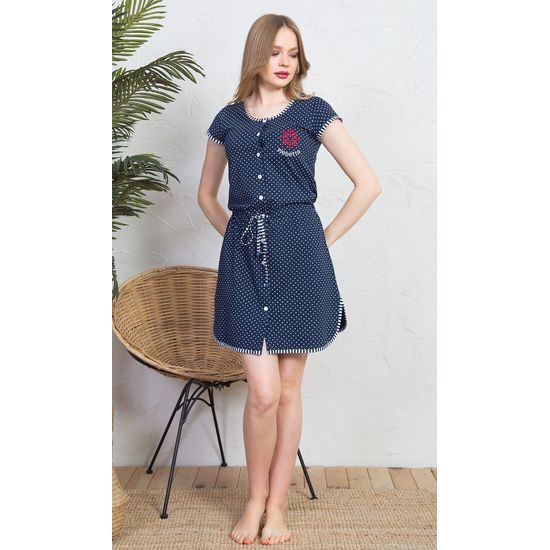 Dámské domácí šaty s krátkým rukávem Kormidlo - tmavě modrá