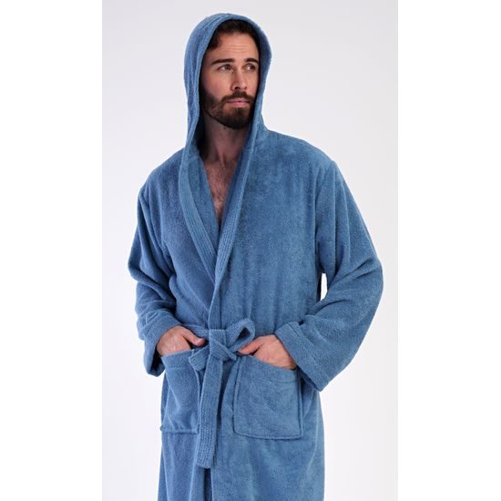 Pánský župan s kapucí Albert - modrošedá