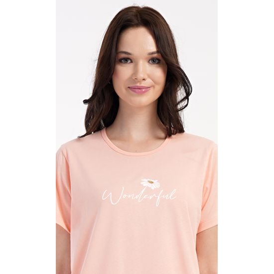 Dámské domácí šaty s krátkým rukávem Wonderful - světle lososová