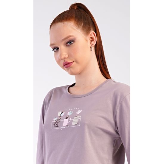 Dámské pyžamo dlouhé Karla - bílá káva