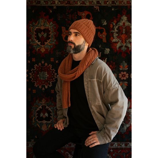 Čepice a šála - rezavá