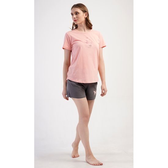 Dámské pyžamo šortky Motýlci - lososová