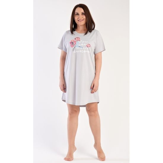 Dámská noční košile s krátkým rukávem Casandra - světle šedá