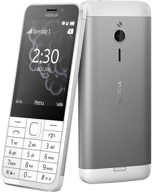 GSM-Market.cz - Nokia 230 Single SIM White Silver - NOKIA - Klasické - Tlačítkové  telefony, Mobily, tablety - Levné mobily