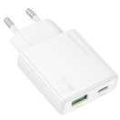 BOROFONE - USB + TYPE C - PD QC 3.0 30W BÍLÁ - ULTRA TENKÁ SÍŤOVÁ NABÍJEČKA