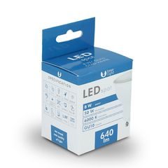 LED žárovka GU10, 8W 230v,studená bílá
