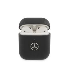 MEA2CSLBK Mercedes Kožené Pouzdro pro AirPods 1/2 Black