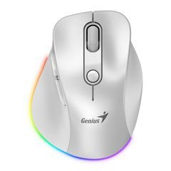 Genius Ergo 9000S Pro/Ergonomická/Optická/Pro praváky/2 400 DPI/Bezdrátová USB + Bluetooth/Bílá
