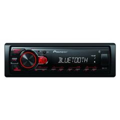 Pioneer MVH-230 autorádio s USB a Bluetooth s integrovaným mikrofonem červené