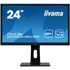 24" iiyama B2483HSU-B5: TN, FullHD, 250cd/m2, 1ms, VGA, DP, HDMI, USB, height, pivot, černý