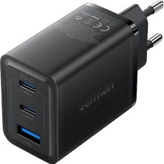 Vention 3-Port USB (C + C + A) GaN Charger (65W/65W/30W) Black- nabíječka do sítě