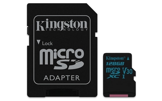 128GB MICROSDXC KINGSTON CANVAS GO UHS-I U3 V30 90R/45W + SD ADAPTÉR