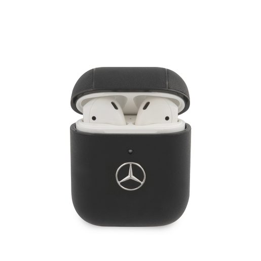 MEA2CSLBK MERCEDES KOŽENÉ POUZDRO PRO AIRPODS 1/2 BLACK