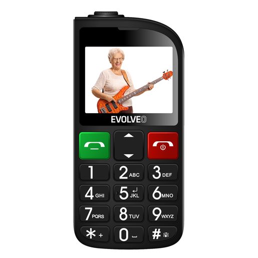 EVOLVEO EASYPHONE FL, MOBILNÍ TELEFON PRO SENIORY S NABÍJECÍM STOJÁNKEM, ČERNÁ