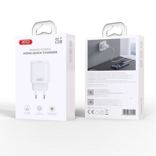 XO CE25 PD 25W 1X USB-C WHITE - RYCHLONABÍJEČKA