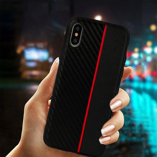 TPU CARBON RALLY POUZDRO PRO HUAWEI P30 BLACK/RED