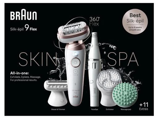 BRAUN SILK·ÉPIL 9 FLEX 9-580 3D SKINSPA, BÍLÝ/ZLATÝ - EPILÁTOR