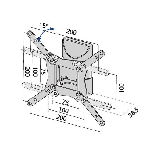 TB TV WALL MOUNT TB-152 UP TO 42", 20KG MAX VESA 200X200
