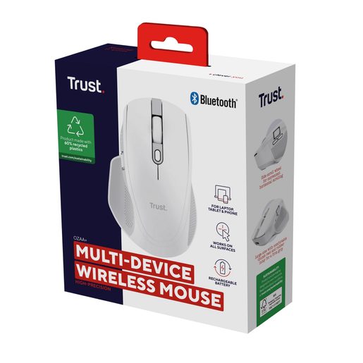 TRUST OZAA+ MULTI-CONNECT WIRELESS MOUSE WHT
