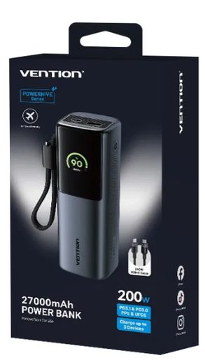 VENTION 27000MAH POWER BANK USB-C + USB-C/USB-C/USB-A 200W - POWERBANKA