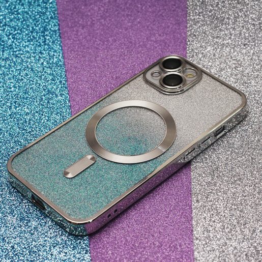CU-BE GLITTER CHROME MAG POUZDRO IPHONE 13 6,1" SILVER GRADIENT