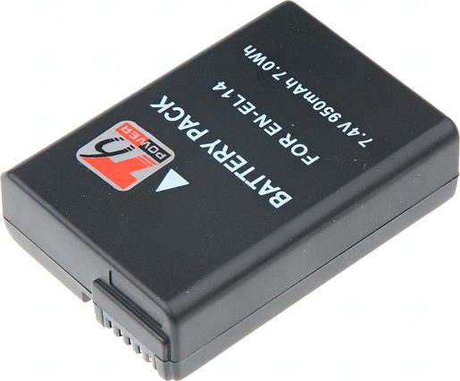 BATERIE T6 POWER NIKON EN-EL14, 950MAH, ČERNÁ