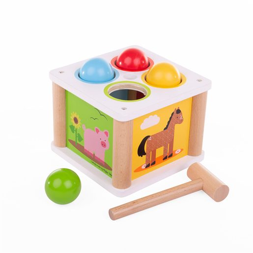 BIGJIGS BABY DŘEVĚNÁ ZATLOUKAČKA FARMA