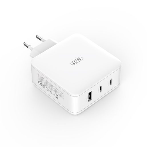 XO WALL CHARGER CE14 PD QC 3.0 100W 1X USB 2X USB-C WHITE