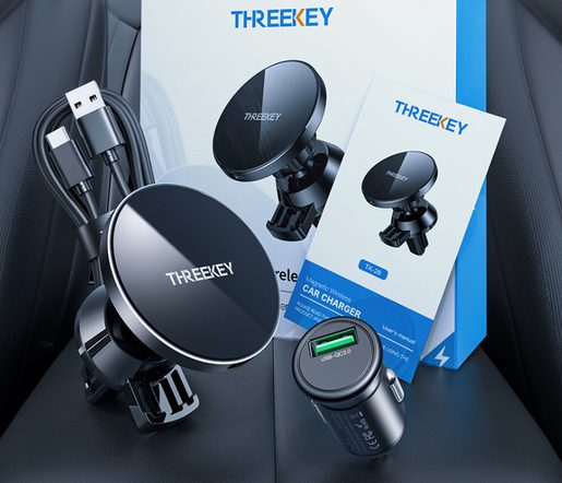 THREEKEY CAR - SET DRŽÁK S INDUKČNÍM NABÍJENÍM 15W + AUTONABÍJEČKA
